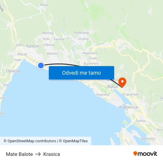 Mate Balote to Krasica map
