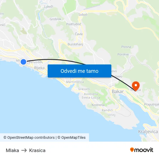 Mlaka to Krasica map