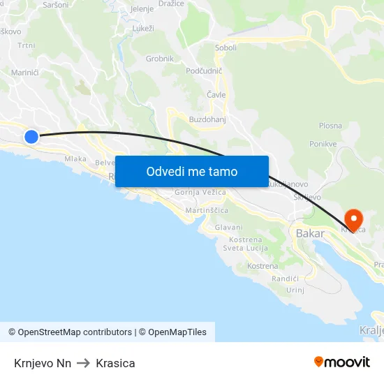 Krnjevo Nn to Krasica map