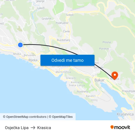 Osječka Lipa to Krasica map