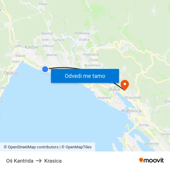 Oš Kantrida to Krasica map