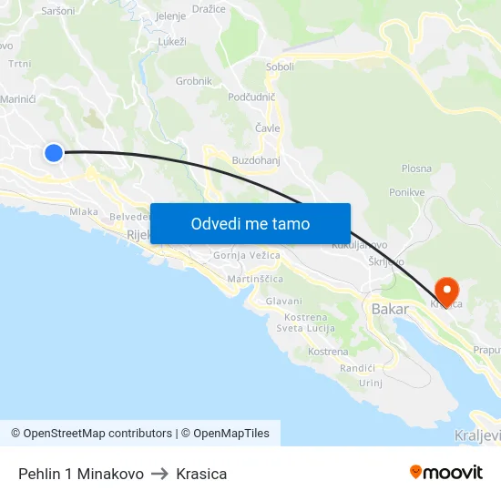 Pehlin 1 Minakovo to Krasica map
