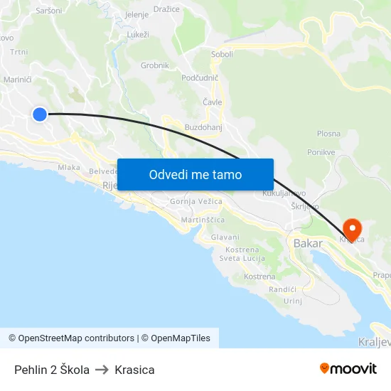 Pehlin 2 Škola to Krasica map