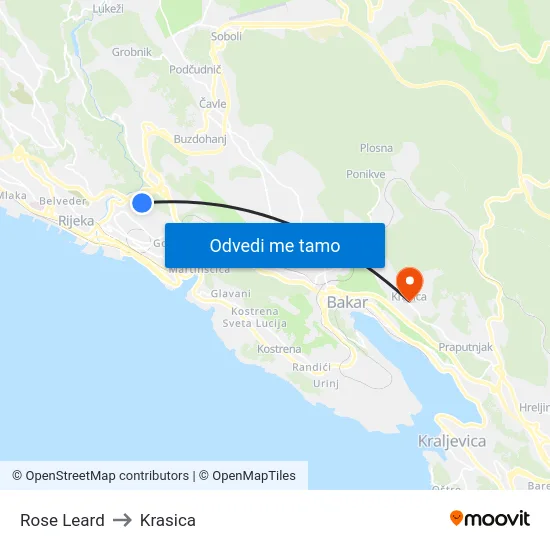 Rose Leard to Krasica map