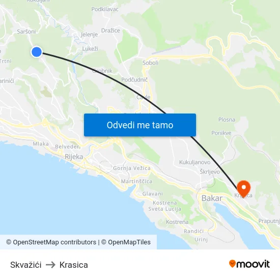 Skvažići to Krasica map
