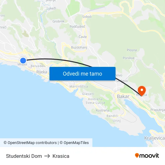 Studentski Dom to Krasica map