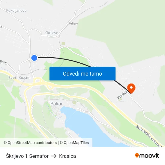Škrljevo 1 Semafor to Krasica map