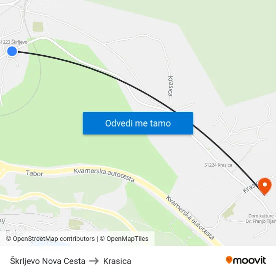 Škrljevo Nova Cesta to Krasica map