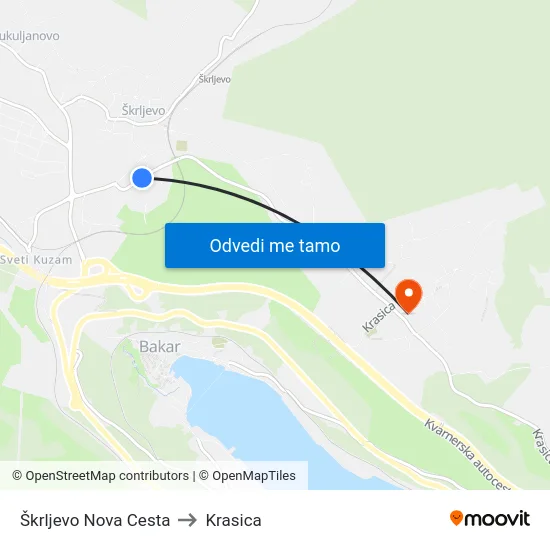 Škrljevo Nova Cesta to Krasica map