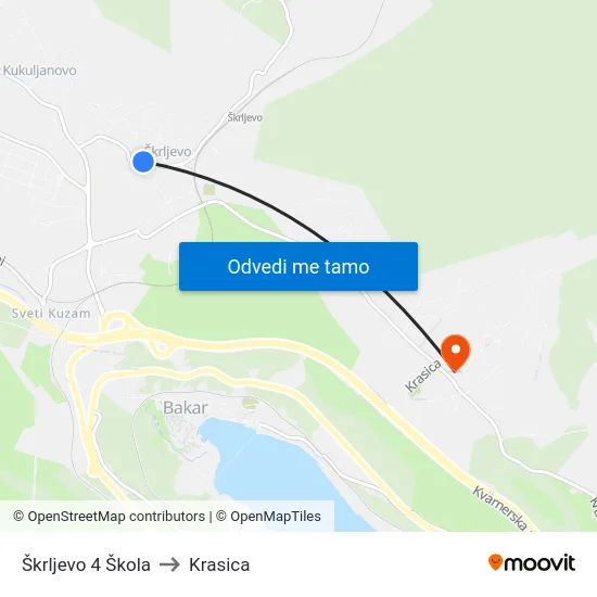 Škrljevo 4 Škola to Krasica map