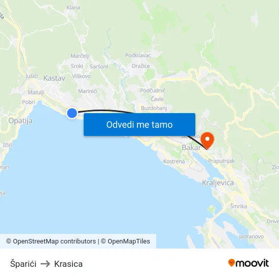 Šparići to Krasica map