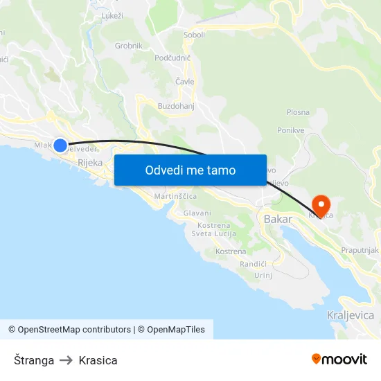 Štranga to Krasica map