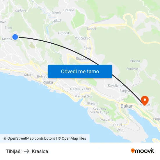 Tibljaši to Krasica map