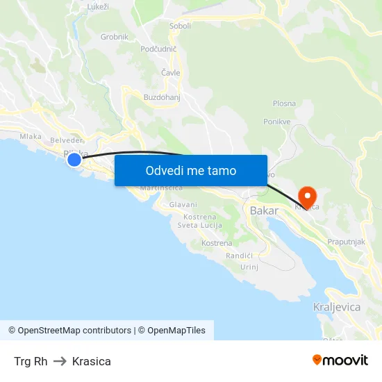 Trg Rh to Krasica map