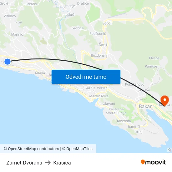 Zamet  Dvorana to Krasica map