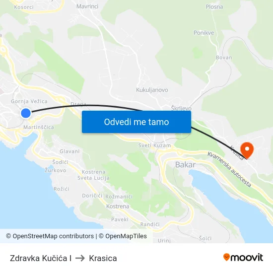 Zdravka Kučića I to Krasica map