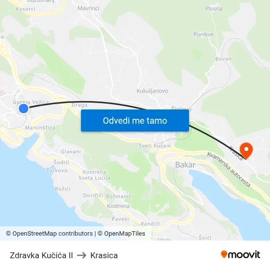 Zdravka Kučića II to Krasica map