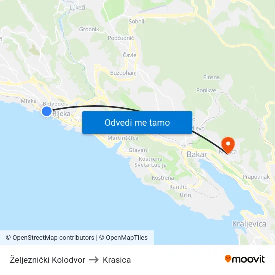 Željeznički Kolodvor to Krasica map