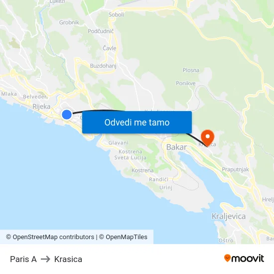 Paris A to Krasica map