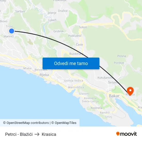 Petrci - Blažići to Krasica map