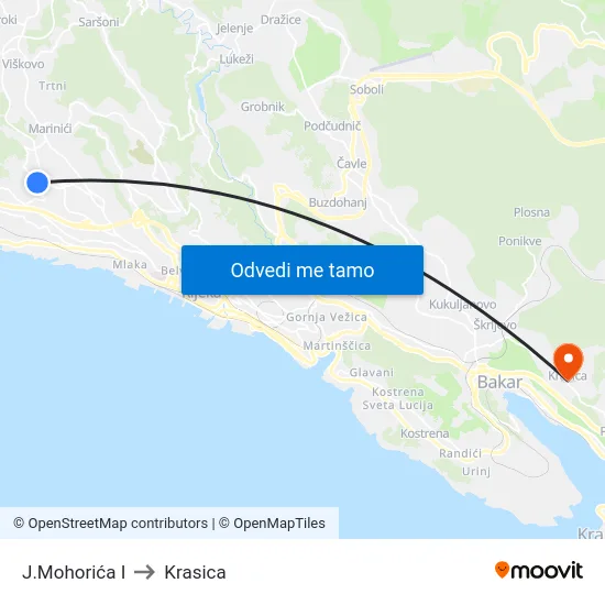 J.Mohorića I to Krasica map
