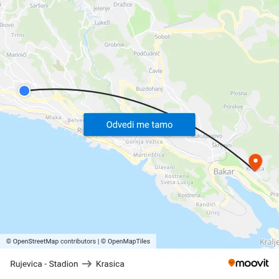 Rujevica - Stadion to Krasica map