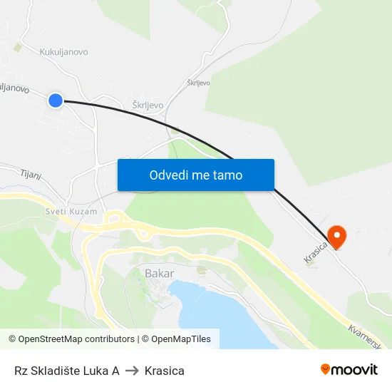 Rz Skladište Luka A to Krasica map