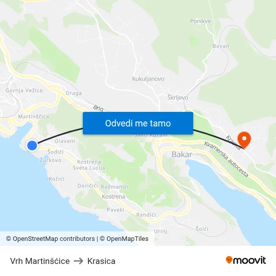 Vrh Martinšćice to Krasica map