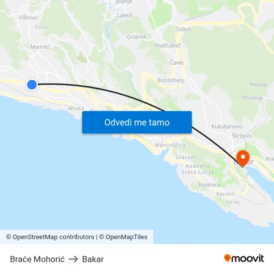 Braće Mohorić to Bakar map