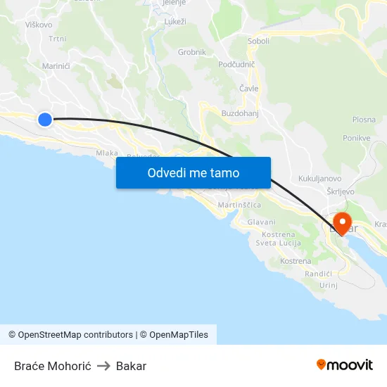 Braće Mohorić to Bakar map
