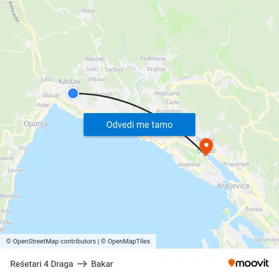 Rešetari 4 Draga to Bakar map
