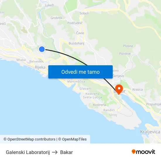 Galenski Laboratorij to Bakar map
