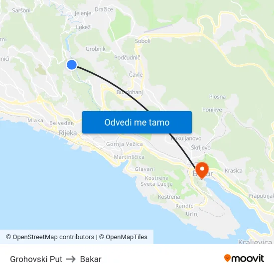 Grohovski Put to Bakar map
