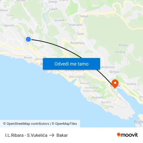 I.L.Ribara - S.Vukelića to Bakar map