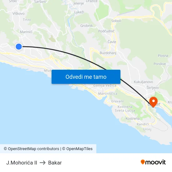 J.Mohorića II to Bakar map