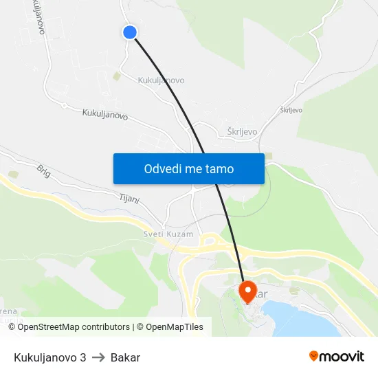 Kukuljanovo 3 to Bakar map