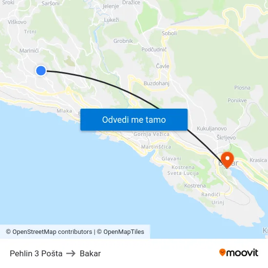 Pehlin 3 Pošta to Bakar map