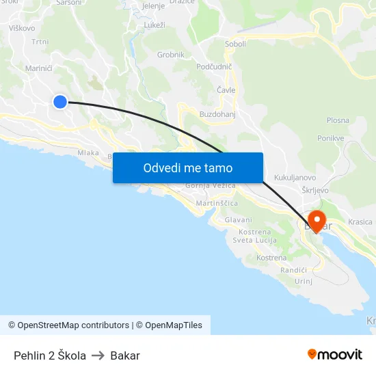 Pehlin 2 Škola to Bakar map
