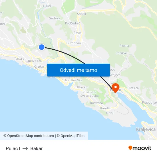 Pulac I to Bakar map