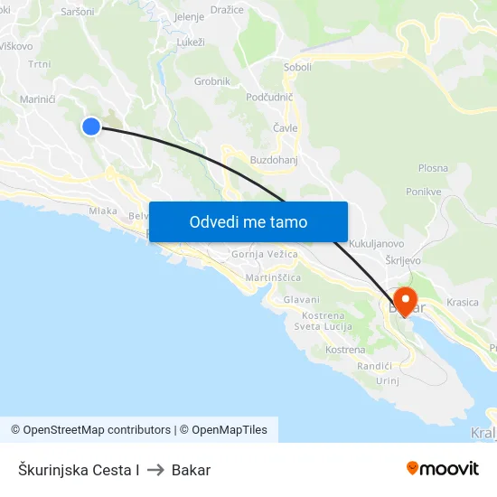 Škurinjska Cesta I to Bakar map