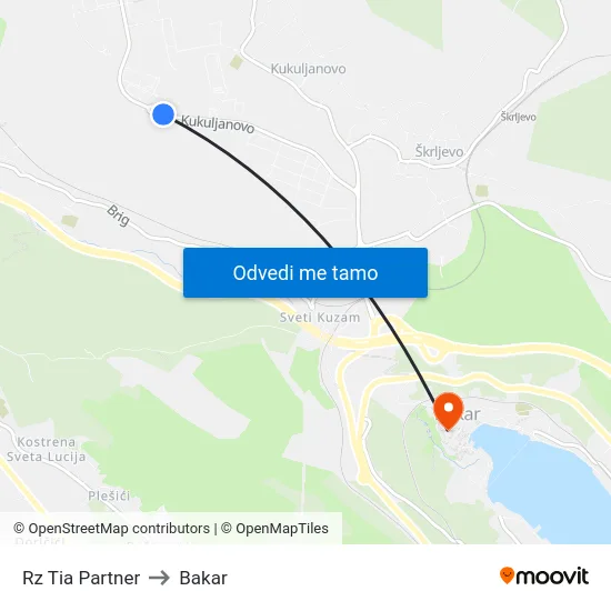 Rz Tia Partner to Bakar map