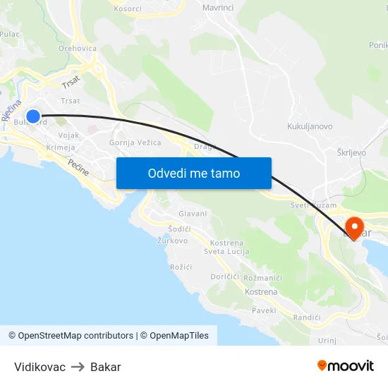 Vidikovac to Bakar map