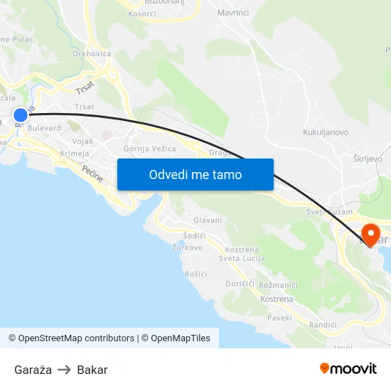 Garaža to Bakar map