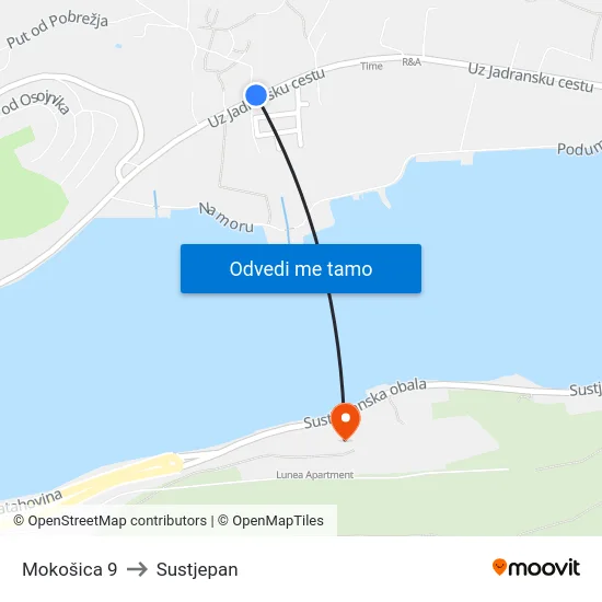 Mokošica 9 to Sustjepan map
