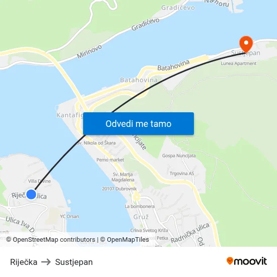 Riječka to Sustjepan map