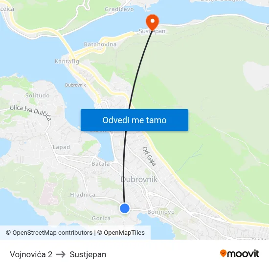 Vojnovića 2 to Sustjepan map
