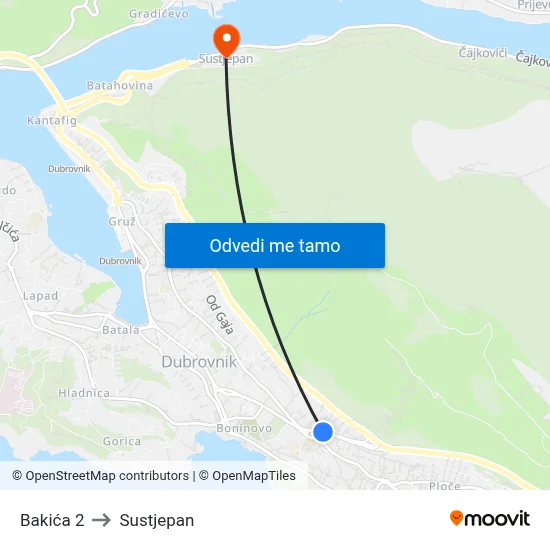 Bakića 2 to Sustjepan map
