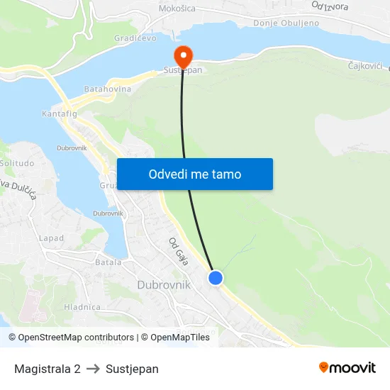 Magistrala 2 to Sustjepan map