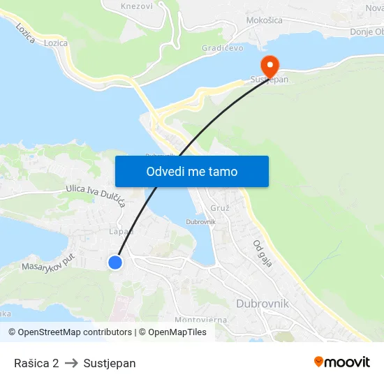 Rašica 2 to Sustjepan map