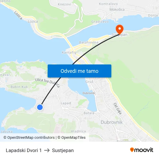 Lapadski Dvori 1 to Sustjepan map